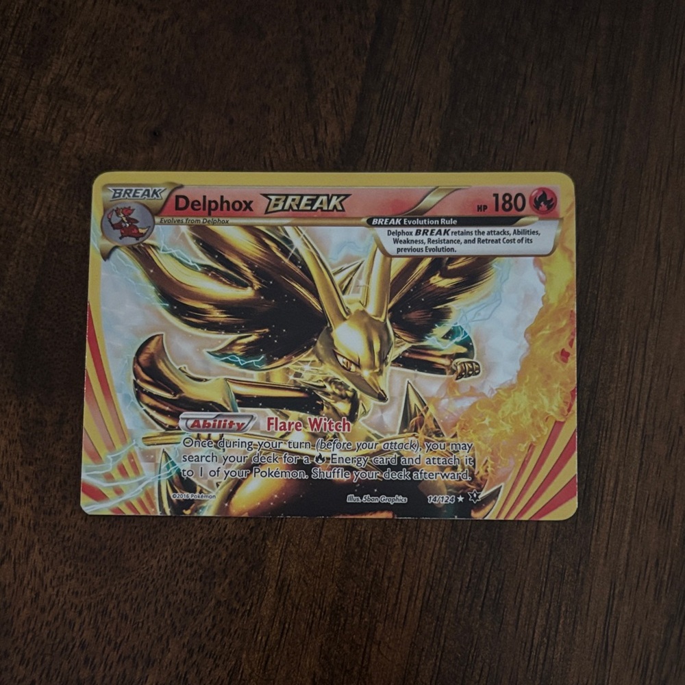 Pokemon Delphox Break Card - Gold and Red